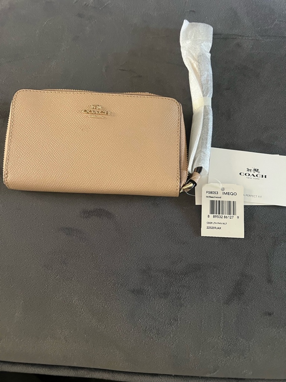 NWT Coach Zip Around Wallet in Light Taupe - Picture 5 of 8